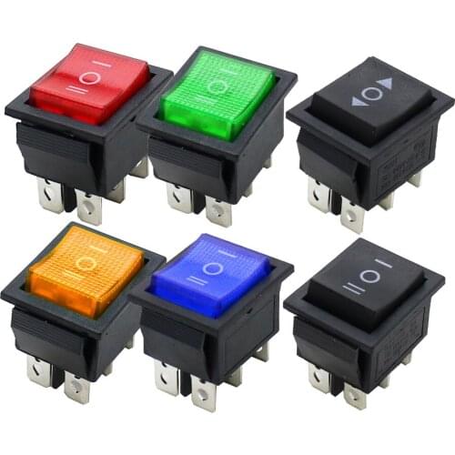 KCD4 1PCS Rocker Switch Power Switch ON-OFF-ON 3 Position 6 Electrical equipment With Light Switch 16A 250VAC/ 20A 125VA