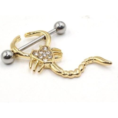2pcs Fashion Nipple Ring 14G 316L Surgical Steel Scorpions Mamilo Rings Barbell Body Piercing Jewelry Nipple Bar ring Women Gift