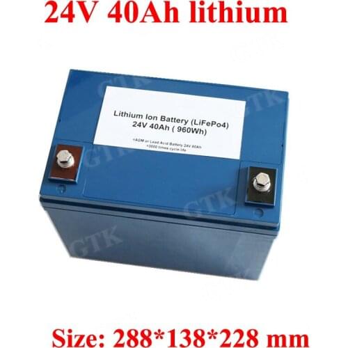 GTK Lithium battery 24v 40ah 3.7V Li ion 40ah waterproof bateria for 1200W 24V Electric wheelchair power tool supply +5A Charger