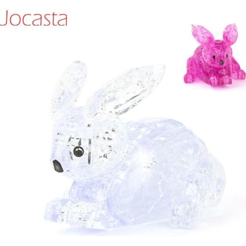 Cute Rabbit Shape 3D Crystal Puzzles Model DIY Intellectual Furnish Decorate Toys Jigsaw Early Educational Puzzle Toys for Kids]