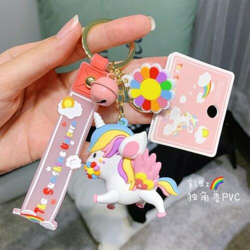 Cute and Cute Rainbow Unicorn Keychain Fashion Cartoon Couple Love Gift Bag Mobile PhonePendant Personalized Creative Small Gift