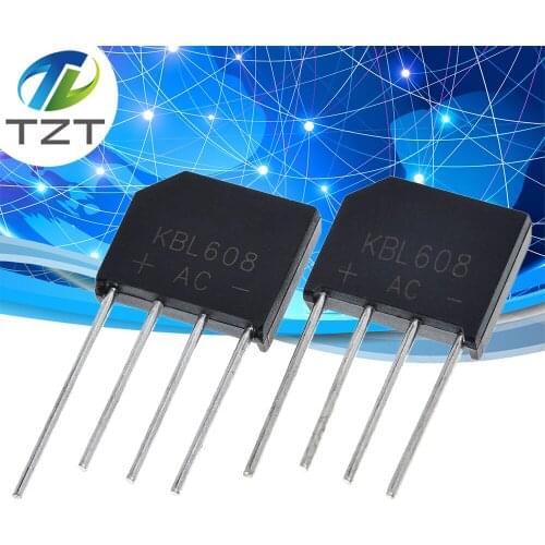 5PCS/LOT KBL608 KBL 608 Bridge Pile 6A 800V Flat Bridge Rectifier New
