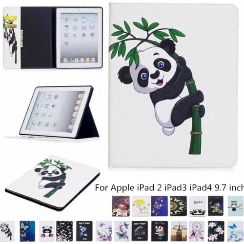 Cartoon Case Smart For iPad 2 3 4 9.7 inch Cover Funda Tablet Silicone PU Leather For iPad2 iPad3 iPad4 Stand Skin Shell + film