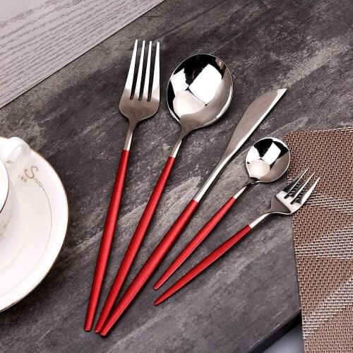 5PCS/30PCS Stainless Kitchen Dinnerware Tableware Washing Utensils Cutlery Lunch Dishes Complete Fruit Fork Spoons Steak Knife