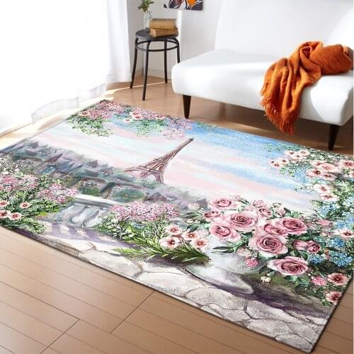Eiffel Tower Carpet Bedroom Non-slip Carpet\floor Mats Home Decoration Carpets And Rugs For Family Living Room Decoration