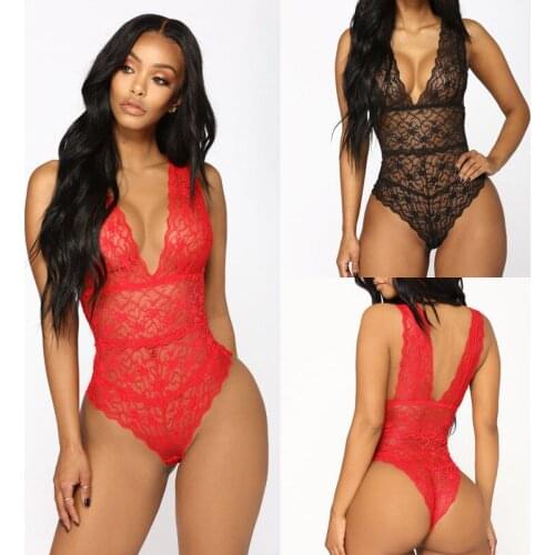 Red Black Sexy Body Stockings Women Lace Lingerie Bodysuit Backless Catsuit Underwear Sleepwear G-string Hot Erotic