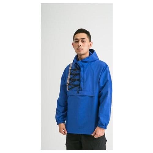 2021 new fashion half open placket wearing rope Hooded Jacket original windbreaker jacket