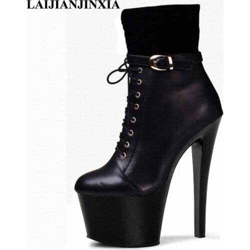 New Sexy Party Club Boots Women Pole Dance Shoes Night Club Dancing Shoes Platform 17cm Ultra High Heels Ankle Boots