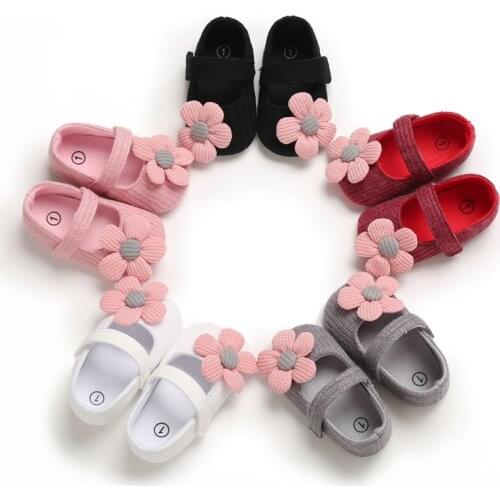 2020 Baby First Walkers Clothing Infant Newborn Baby Girls Princess Soft Sole Crib Shoes Flower Cotton Prewalker