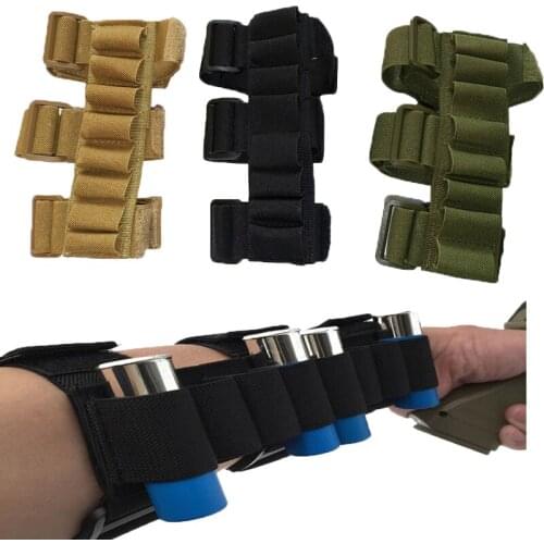 Hunting Airsoft Molle 8 Rounds Shot gun Shells Holder Shooting Arm Band 12 20 Gauge Rifle Buttstock Bullet Ammo Cartridge Pouch
