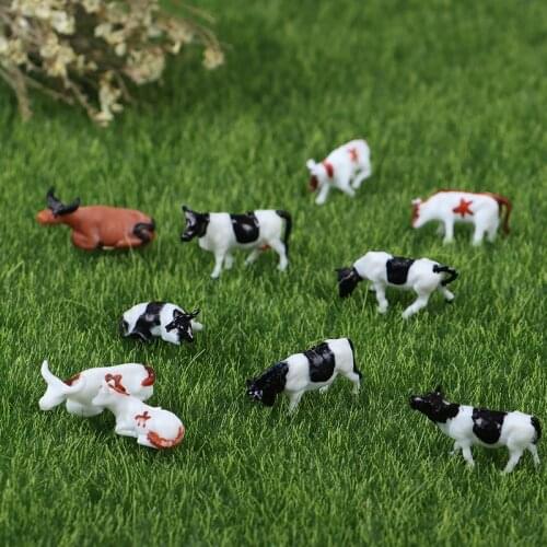 Wholesale 10pcs 1:87 Scale DIY Colorful Cow Model Train Layout Model Building Toys Wholesale Kids Educational Toys