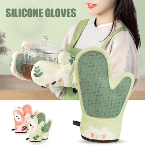 Catoon Animal Printed Oven Gloves Heat Resistant Cooking Gloves Kitchen Oven Soft Cotton Gloves for Grilling Cooking B1
