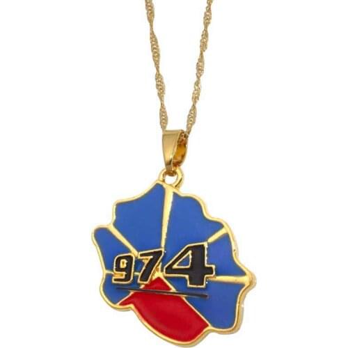 Zkd LA REUNION map pendant & necklace , country map la reunion jewelry