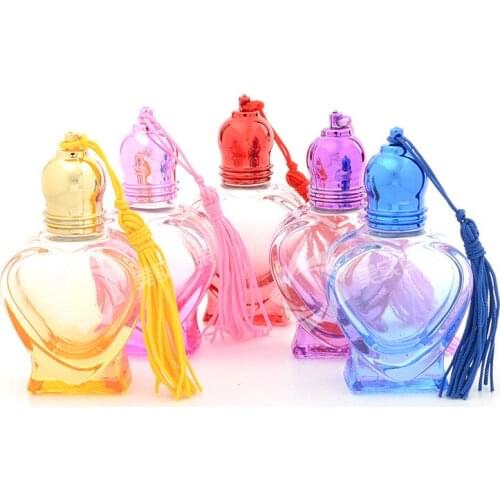 8ml Heart-shaped Glass Empty Bottle Multicolor Essential Oil Roll On Perfume Bottle 100PCS/LOT