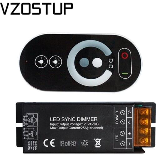 25A Full Touch LED Controller Dimmer for DC12-24V 3528 5050 LED Strip Light Single Color Lamp RF Wireless Remote Controller