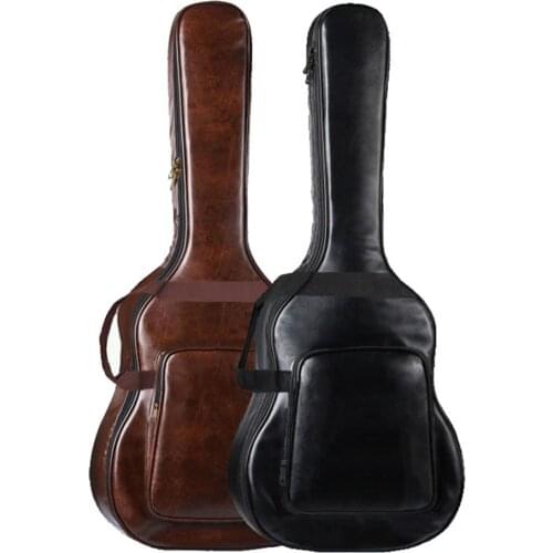 40/41 Inch Acoustic Guitar Bag Water Resistant PU Leather High-Density Pearl Cotton 20mm Thicker for Acoustic Guitar QB36
