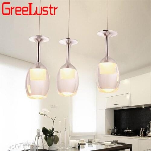 Home Deco Wine Glass Led Pendant lamps Loft Chandeliers Hanging lamp for Bar Kitchen Indoor Light Lustre Industrial Lighting