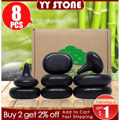 Tontin 8pcs/set Hot Stone Massage Set Heater Box Relieve Stress Back Pain Health Care Lava Basalt round massage tool Stones