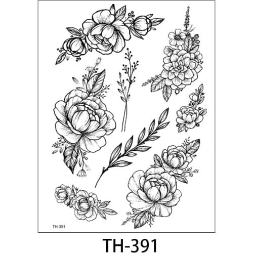 1 PC Fashion Women Girl Temporary Tattoo Sticker Black Roses Design Full Flower Arm Body Art Big Large Fake Tattoo Sticker