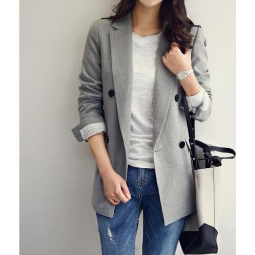 U-SWEAR Fashion Notched Collar Double Breasted Women Jacket & Blazer Female Casual Suit Coat Autumn Outerwear OL Short Coat