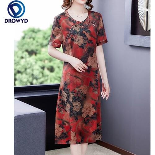 2021 Vintage Print Black Silk Satin High Quality Dress Elegant Women Bodycon Vestidos Summer Casual Elegant Midi Party Dresses