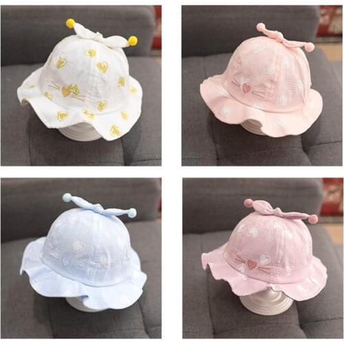 S/L Unisex for Outdoor Heart Print Cute Childrens Beach Cap Baby Fisherman Hat Kids Bucket Hat Nice Gift 1Pcs Baby Summer Hat