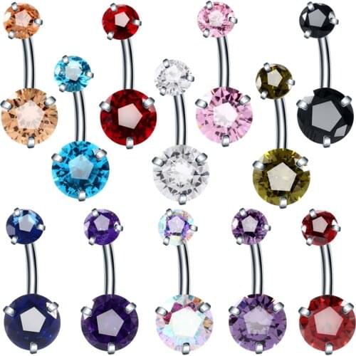 1Pc Sexy Belly Bars Belly Button Rings Belly Piercing CZ Crystal Rhinestone Body Jewelry Navel Piercing Rings Drop Shipping