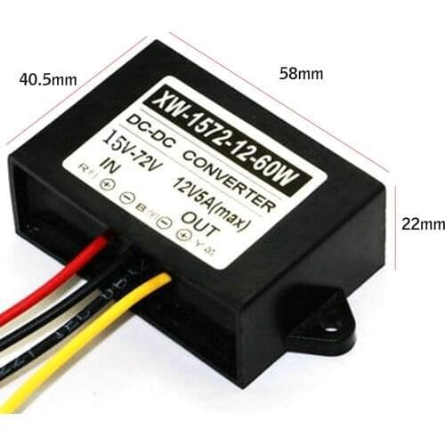 1pc DC 15-72V 24V 36V 48V Step Down To 12V 5A 60W Power Supply Module Converter Regulator DC/DC Adapter