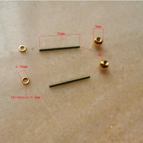 10pieces/lot M3 gold female ball nuts head hanging board ball nut+M3 screw rod+M3 hexagonal nut hardward lighting accessories
