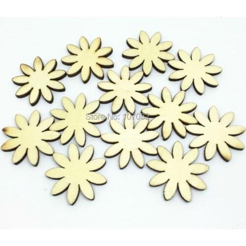 200pcs 25mm Natural Wood Daisy Flowers Vintage Confetti Embellishments Weddings Christmas Crafts cardmaking scrapbooking