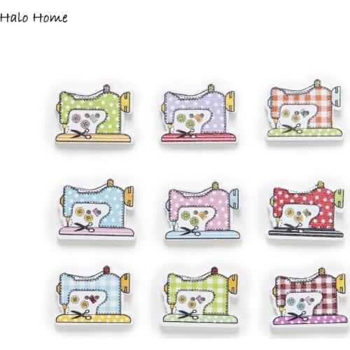 30pcs 2colors Sewing machine Wood Buttons Scrapbooking Clothing Headwear Handmade Crafts Home Decor Accessories DIY 26x20mm