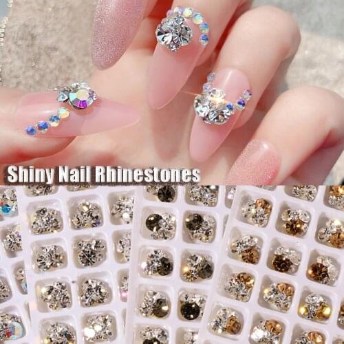 5 Pcs 3D Shiny Crystal Drills Nail Rhinestones DIY Nail Art Decorations Manicure Ornaments DIY Nail Jewelry High Quality