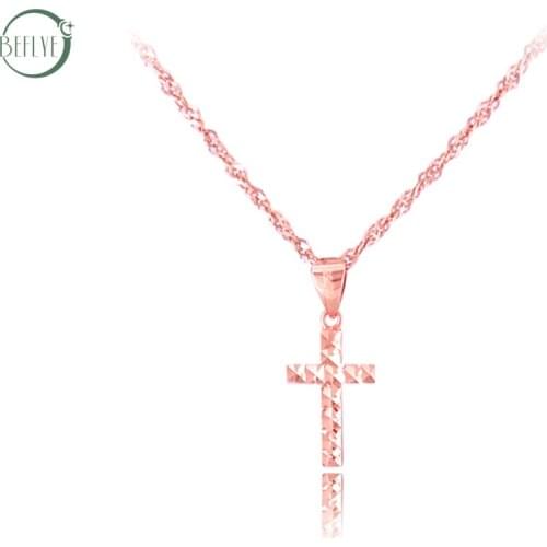 Beflye jewelry 18K pure gold pendant au750 rose gold cross jewelry high end fashion classic Party Gift hot sale 2019
