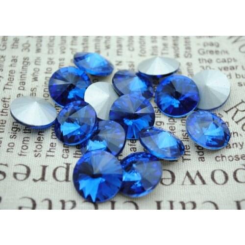 Free Shipping! 100pcs/Lot, 8mm~20mm Sapphire Color Chinese Top Quality Crystal Rivoli Glass Point Back Fancy Fancy Stone