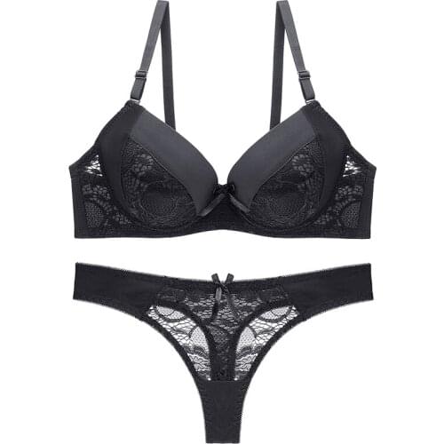 Sexy Lace Bra Sets Comfortable Underwear Set Solid Brassiere Female Women Underwire Push Up Cup A B C 34 36 38 40 42 44