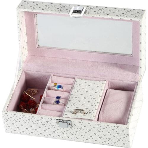 New European PU Leather Jewelry Storage Box Fashion Package Gift Cases White Display Ring Boxes 4 Slots Personal Watch Box W017