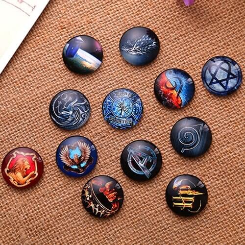20mm Mixed Style Round Glass Cabochon Dome Jewelry Finding Cameo Pendant Settings 20pcs/lot K04783