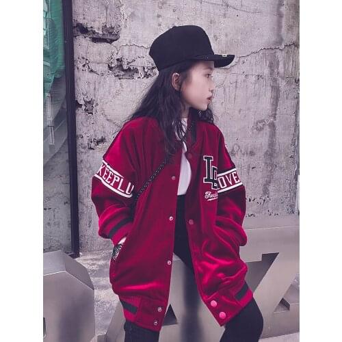 Kids Girl Velvet Cool Jackets 2021 Fall Winter Dance Hiphop Boys Streetwear 5 6 8 10 12 years