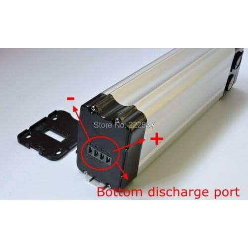 36V 17Ah bottom discharge port Aluminum housing electric bike battery lithium li-ion silver fish ebike battery for LG Panasonic