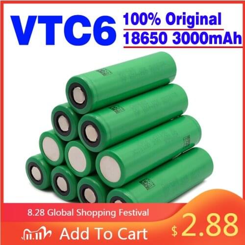 VTC6 18650 3000mAh 3.7V 30A High Discharge 18650 Li-Ion Rechargeable Battery for US18650VTC6 Flashlight Tools Batteries