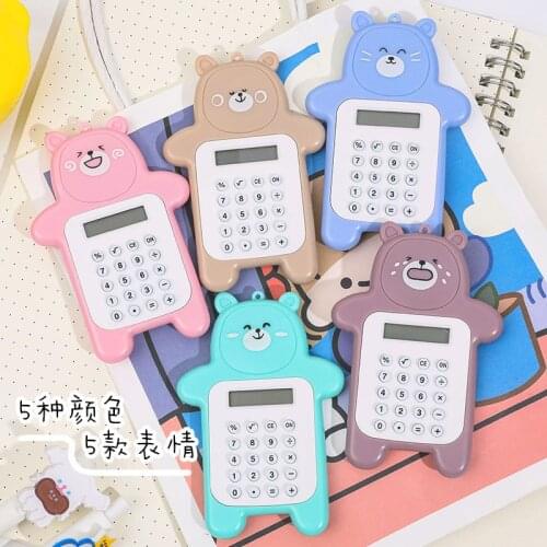 Mini Digit Calculator Portable Cute Calculator Pocket Size 8 Display Cartoon Bear Cute Creative Calculator Office Supplies
