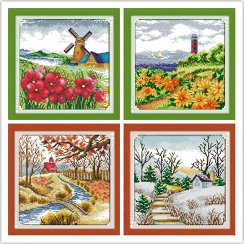 Everlasting Love Korean View Chinese Cross Stitch Kits Ecological Cotton Stamped Printed 11 14CT Christmas Decorations For Home