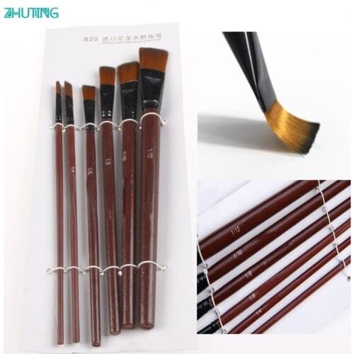 New 6Pcs Nylon Acrylic Oil Paint Gouache Brushes For Artist Supplies Watercolor Set JAN18