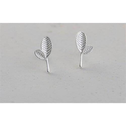 New Simple Fashion 925 Sterling Silver Jewelry Exquisite Tree Leaf Female Gift Popular Stud Earrings SE212