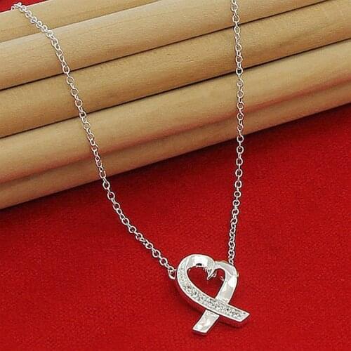 Wholesale Price 925 Sterling Silver Necklace Fashion Infinite Heart Chain Necklace for Women Christmas Gift