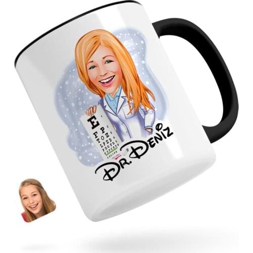 Personalized Women 'S Eye Doctor Caricature Of Black Mug cup