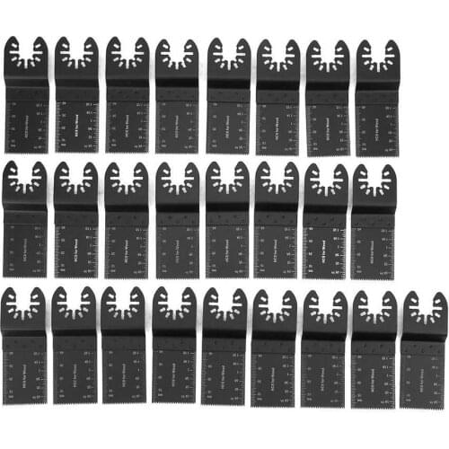 25PCs Set High Carbon Steel Saw Blades Straight Woodworking Accessory Black Multifunction 34mm Saw Blades