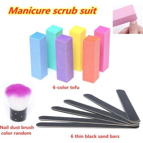 BellyLady 6 Colored Nail Files Blocks + Thin Black Nail Files+manicure Dust Brush With Random Color Set