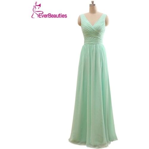 Mint Bridesmaid Dresses To Party Long Formal Dresses Chiffon Light Green Prom Dresses Under $50 vestidos dama de honor