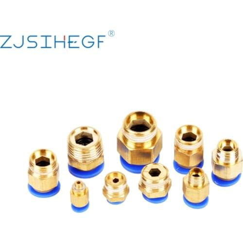 PC Air Pneumatic Fitting 4mm 6mm 8mm 10mm 12mm Hose Tube 1/4 BSP 1/2 1/8 3/8 Male Thread Pipe Connector Quick Coupling Brass